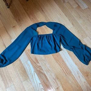 Medium crop shirt sheer sleeves